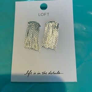 Loft shiny silver tone dangly earrings, pre-owned but never worn